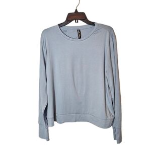 Lukka Lux Women's Light Blue Long Sleeve Crew Neck Top Size XL NWOT